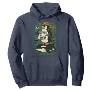 Funny Penguin Resist Hoodie No Tarriffs Activism Graphic TS02 Navy Print Your Wear