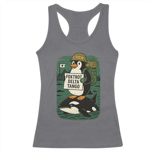 Funny Penguin Resist Racerback Tank Top No Tarriffs Activism Graphic TS02 Charcoal Print Your Wear