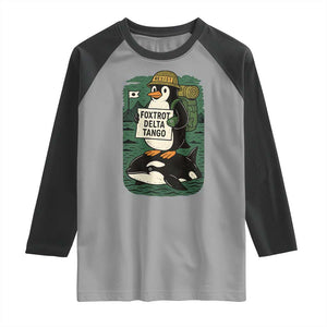 Funny Penguin Resist Raglan Shirt No Tarriffs Activism Graphic TS02 Sport Gray Black Print Your Wear