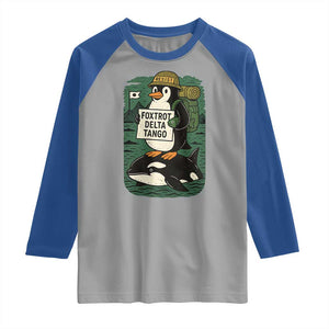 Funny Penguin Resist Raglan Shirt No Tarriffs Activism Graphic TS02 Sport Gray Royal Print Your Wear