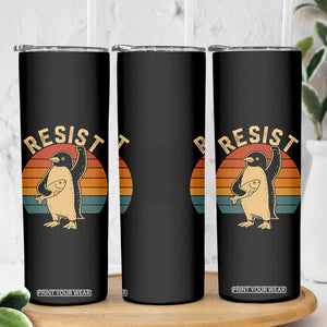 Funny Penguin Resist Skinny Tumbler Against Tariffs Retro Vintage TS02 Print Your Wear