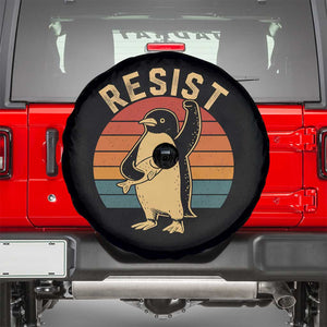 Funny Penguin Resist Spare Tire Cover Against Tariffs Retro Vintage TS02 Black Print Your Wear