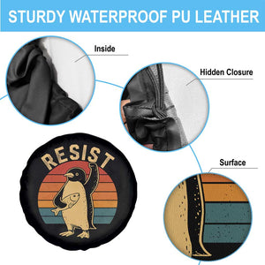 Funny Penguin Resist Spare Tire Cover Against Tariffs Retro Vintage TS02 Print Your Wear