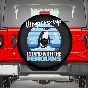 Funny Penguin Resist Spare Tire Cover Flippers Up I Stand With The Penguins TS02 Black Print Your Wear