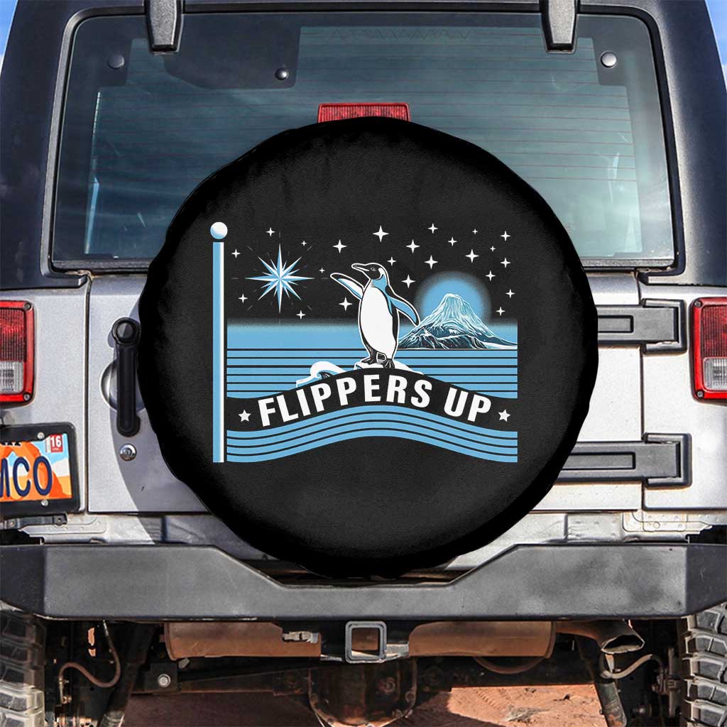 Funny Penguin Resist Spare Tire Cover Heard Island Flippers Up I Stand With Penguins TS02 No hole Black Print Your Wear