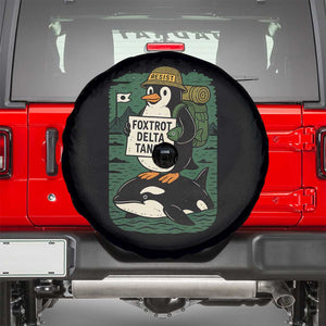 Funny Penguin Resist Spare Tire Cover No Tarriffs Activism Graphic TS02 Black Print Your Wear