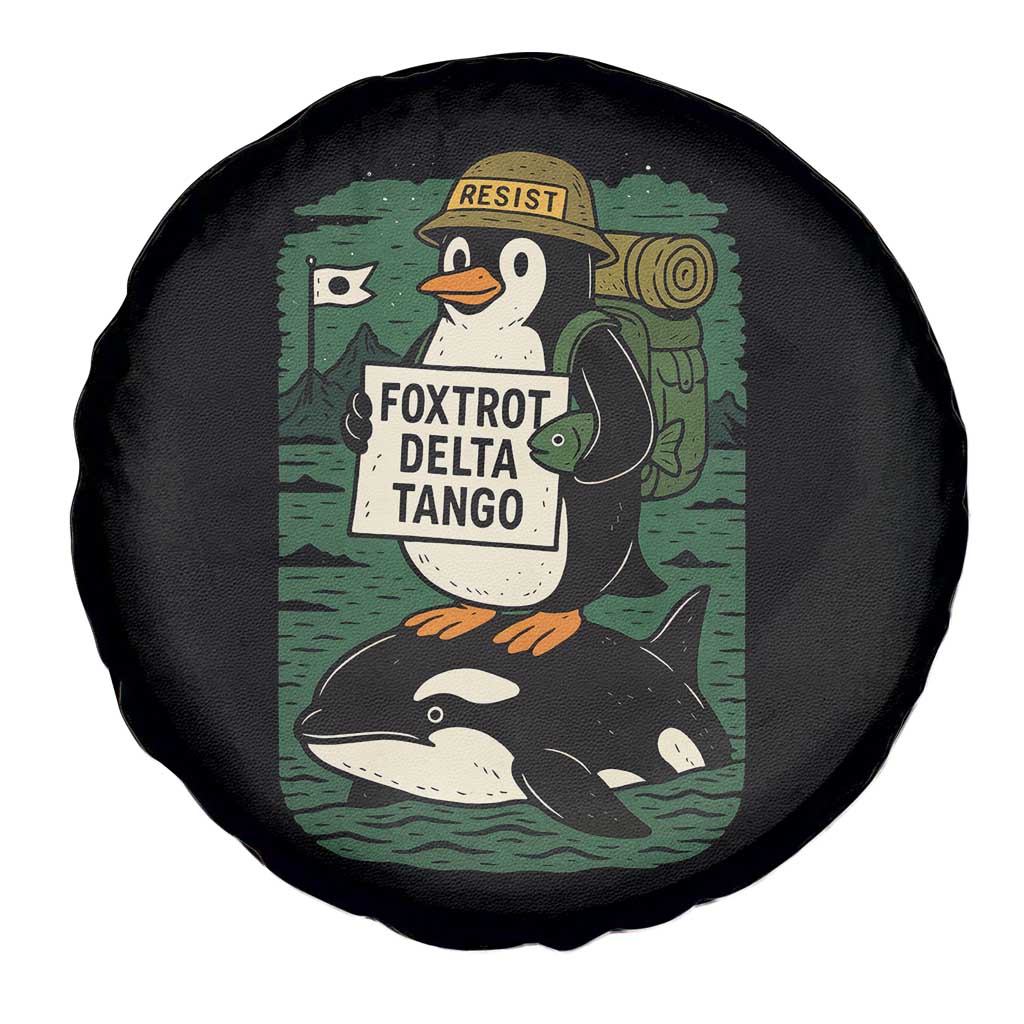 Funny Penguin Resist Spare Tire Cover No Tarriffs Activism Graphic TS02 Print Your Wear