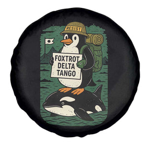 Funny Penguin Resist Spare Tire Cover No Tarriffs Activism Graphic TS02 Print Your Wear
