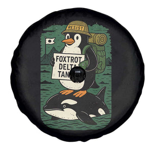 Funny Penguin Resist Spare Tire Cover No Tarriffs Activism Graphic TS02 Print Your Wear