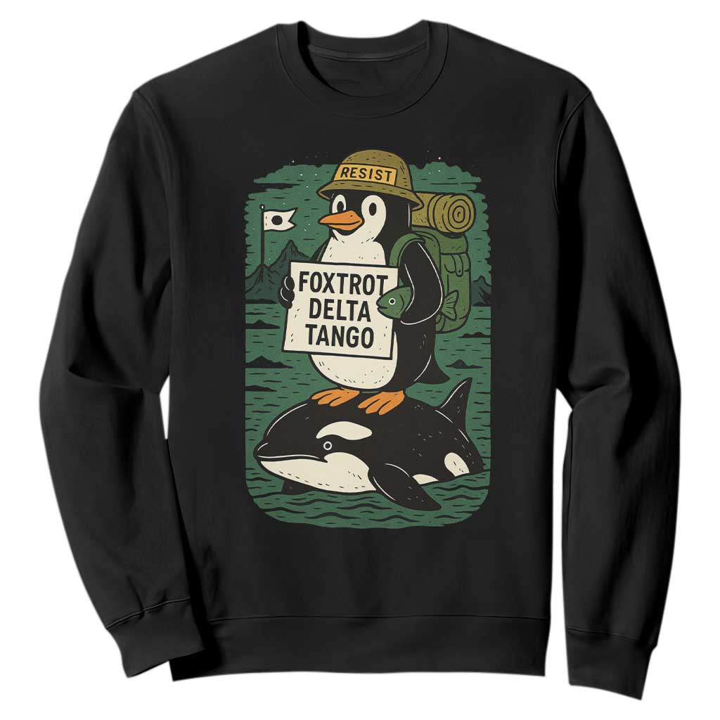 Funny Penguin Resist Sweatshirt No Tarriffs Activism Graphic TS02 Black Print Your Wear