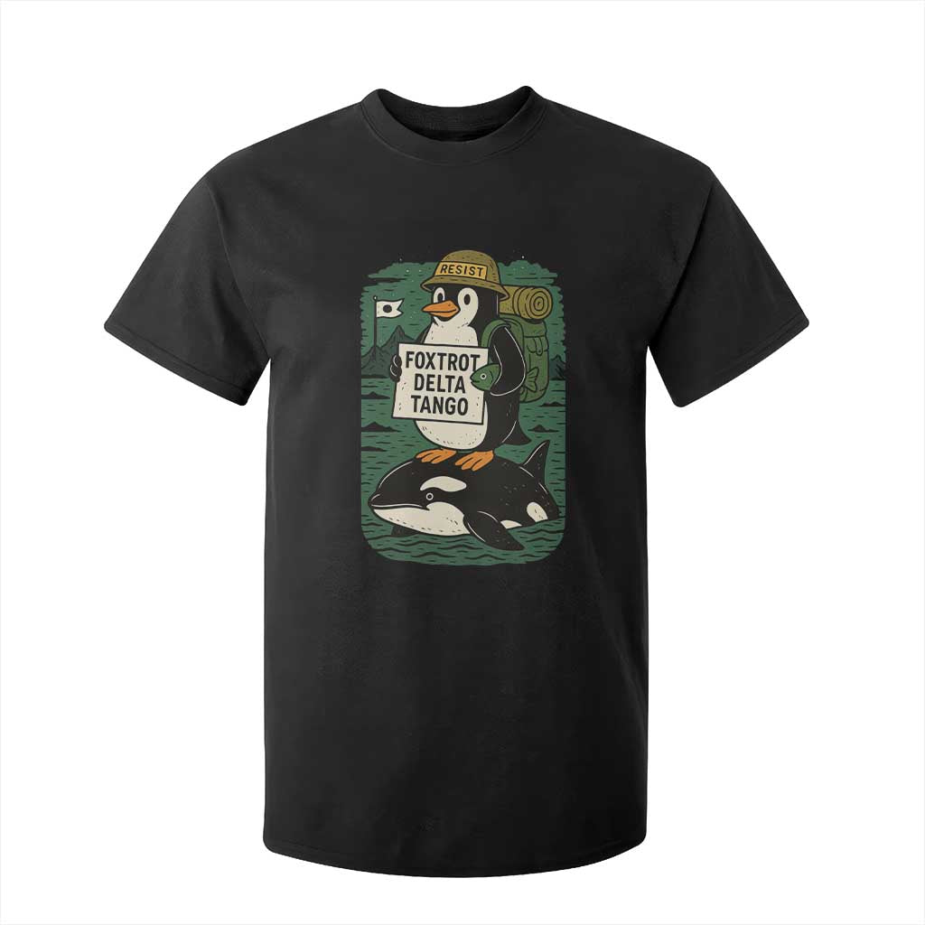 Funny Penguin Resist T Shirt For Kid No Tarriffs Activism Graphic TS02 Black Print Your Wear