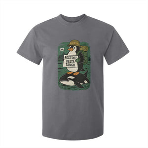 Funny Penguin Resist T Shirt For Kid No Tarriffs Activism Graphic TS02 Charcoal Print Your Wear
