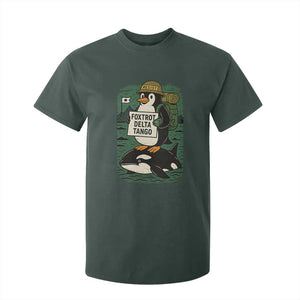 Funny Penguin Resist T Shirt For Kid No Tarriffs Activism Graphic TS02 Dark Forest Green Print Your Wear
