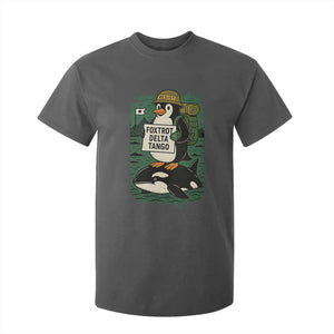 Funny Penguin Resist T Shirt For Kid No Tarriffs Activism Graphic TS02 Dark Heather Print Your Wear