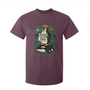 Funny Penguin Resist T Shirt For Kid No Tarriffs Activism Graphic TS02 Maroon Print Your Wear