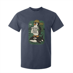 Funny Penguin Resist T Shirt For Kid No Tarriffs Activism Graphic TS02 Navy Print Your Wear
