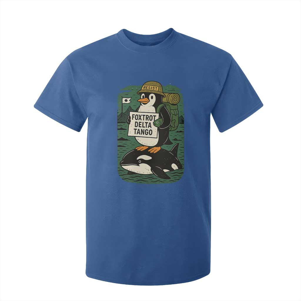Funny Penguin Resist T Shirt For Kid No Tarriffs Activism Graphic TS02 Royal Blue Print Your Wear