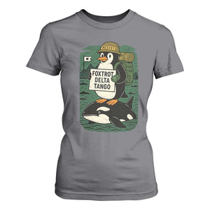 Funny Penguin Resist T Shirt For Women No Tarriffs Activism Graphic TS02 Charcoal Print Your Wear