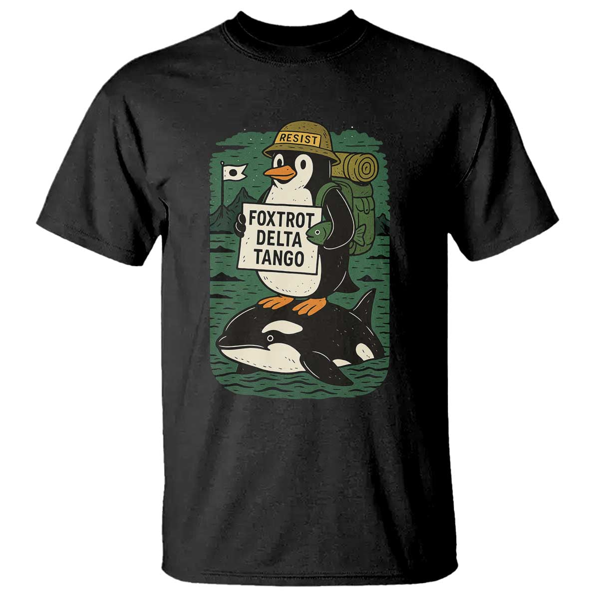 Funny Penguin Resist T Shirt No Tarriffs Activism Graphic TS02 Black Print Your Wear