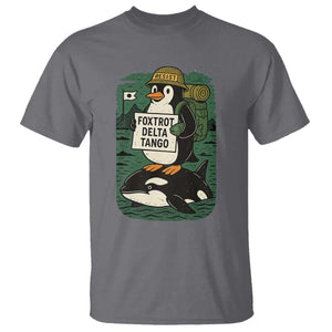 Funny Penguin Resist T Shirt No Tarriffs Activism Graphic TS02 Charcoal Print Your Wear