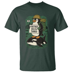 Funny Penguin Resist T Shirt No Tarriffs Activism Graphic TS02 Dark Forest Green Print Your Wear