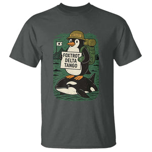 Funny Penguin Resist T Shirt No Tarriffs Activism Graphic TS02 Dark Heather Print Your Wear