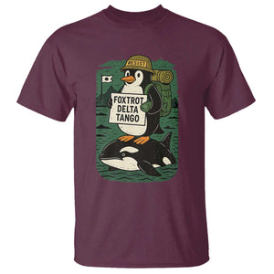 Funny Penguin Resist T Shirt No Tarriffs Activism Graphic TS02 Maroon Print Your Wear