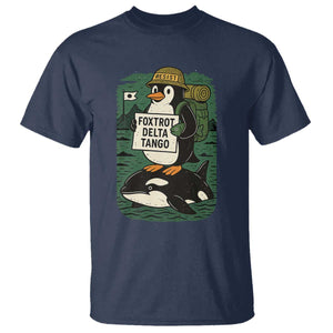 Funny Penguin Resist T Shirt No Tarriffs Activism Graphic TS02 Navy Print Your Wear
