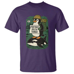 Funny Penguin Resist T Shirt No Tarriffs Activism Graphic TS02 Purple Print Your Wear