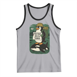 Funny Penguin Resist Tank Top No Tarriffs Activism Graphic TS02 Athletic Heather Black Print Your Wear
