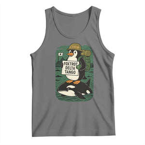 Funny Penguin Resist Tank Top No Tarriffs Activism Graphic TS02 Black Heather Print Your Wear