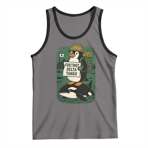 Funny Penguin Resist Tank Top No Tarriffs Activism Graphic TS02 Deep Heather Black Print Your Wear