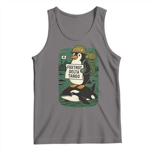 Funny Penguin Resist Tank Top No Tarriffs Activism Graphic TS02 Deep Heather Print Your Wear