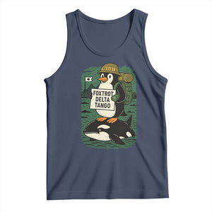 Funny Penguin Resist Tank Top No Tarriffs Activism Graphic TS02 Navy Print Your Wear