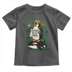 Funny Penguin Resist Toddler T Shirt No Tarriffs Activism Graphic TS02 Dark Heather Print Your Wear