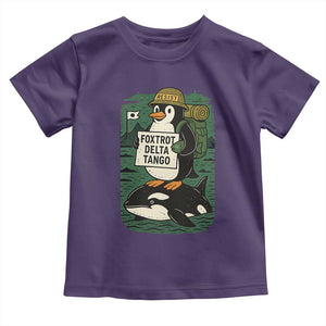 Funny Penguin Resist Toddler T Shirt No Tarriffs Activism Graphic TS02 Purple Print Your Wear