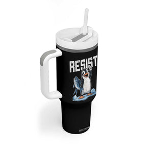 Funny Penguin Resist Tumbler With Handle Against Tariffs Protest TS02 Print Your Wear