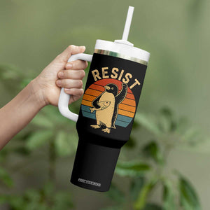 Funny Penguin Resist Tumbler With Handle Against Tariffs Retro Vintage TS02 Print Your Wear