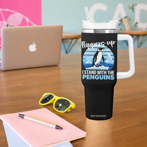 Funny Penguin Resist Tumbler With Handle Flippers Up I Stand With The Penguins TS02 Print Your Wear
