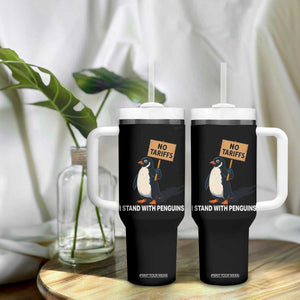Funny Penguin Resist Tumbler With Handle No Tariffs I Stand With Penguins TS02 Print Your Wear
