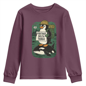Funny Penguin Resist Youth Sweatshirt No Tarriffs Activism Graphic TS02 Maroon Print Your Wear