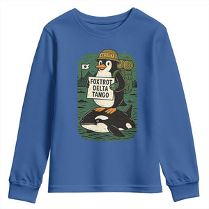 Funny Penguin Resist Youth Sweatshirt No Tarriffs Activism Graphic TS02 Royal Blue Print Your Wear