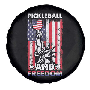 Funny Pickleball and Freedom Spare Tire Cover Stature of Liberty 4th of July American Flag TS02 Print Your Wear
