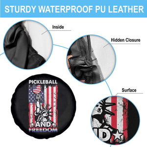 Funny Pickleball and Freedom Spare Tire Cover Stature of Liberty 4th of July American Flag TS02 Print Your Wear