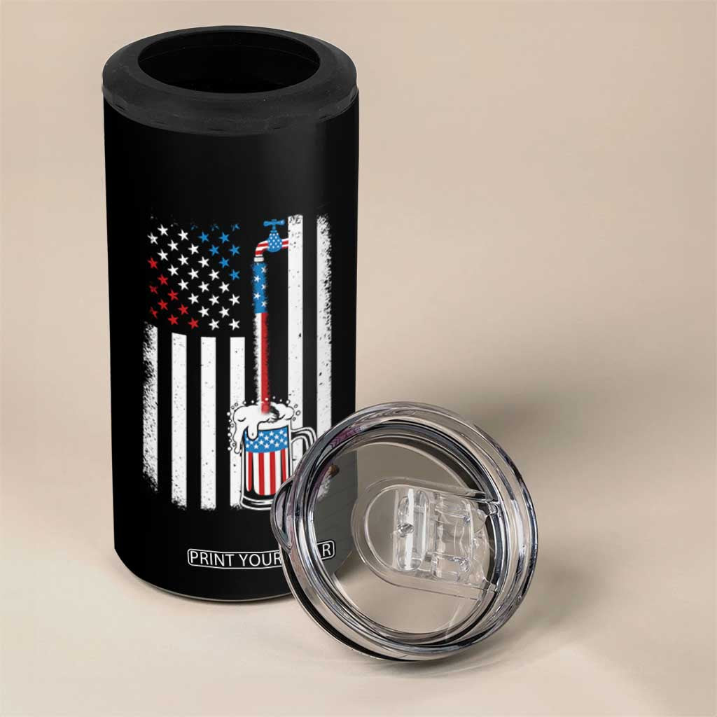 Funny Pouring Beer American Flag 4th Of July Craft Brewery 4 in 1 Can Cooler Tumbler TS11 Print Your Wear
