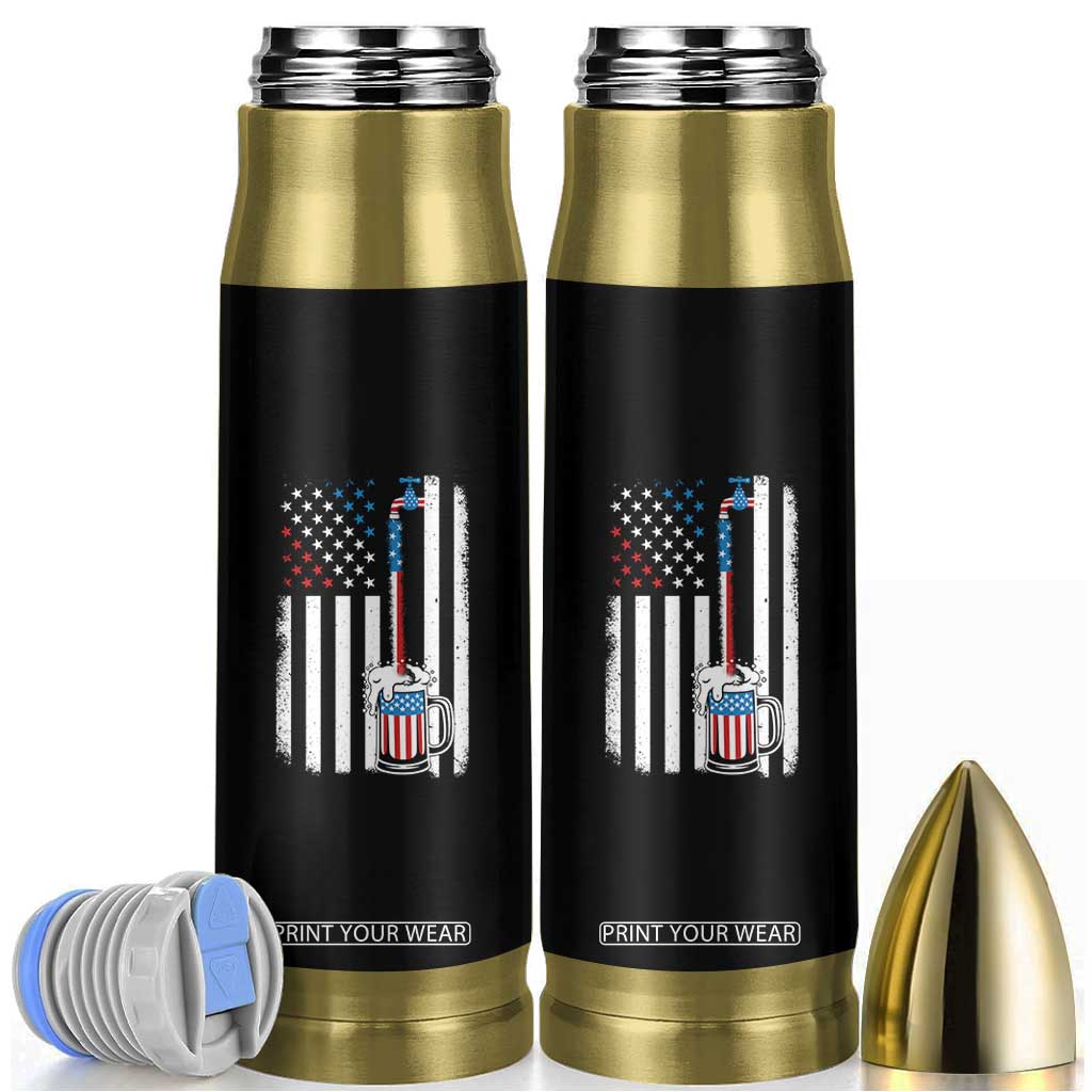 Funny Pouring Beer American Flag 4th Of July Craft Brewery Bullet Tumbler TS11 Black Print Your Wear