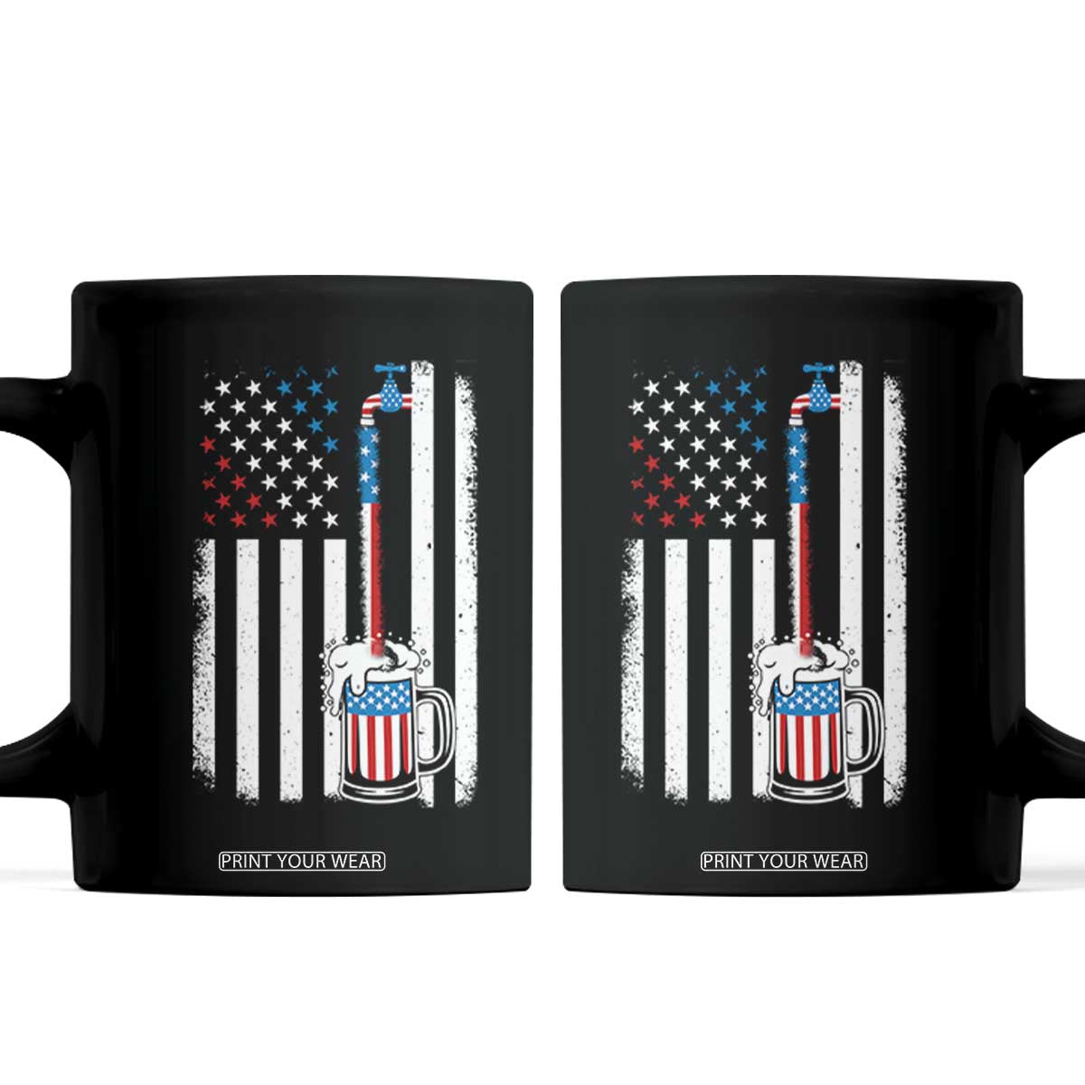 Funny Pouring Beer American Flag 4th Of July Craft Brewery Coffee Mug TS11 Black Print Your Wear