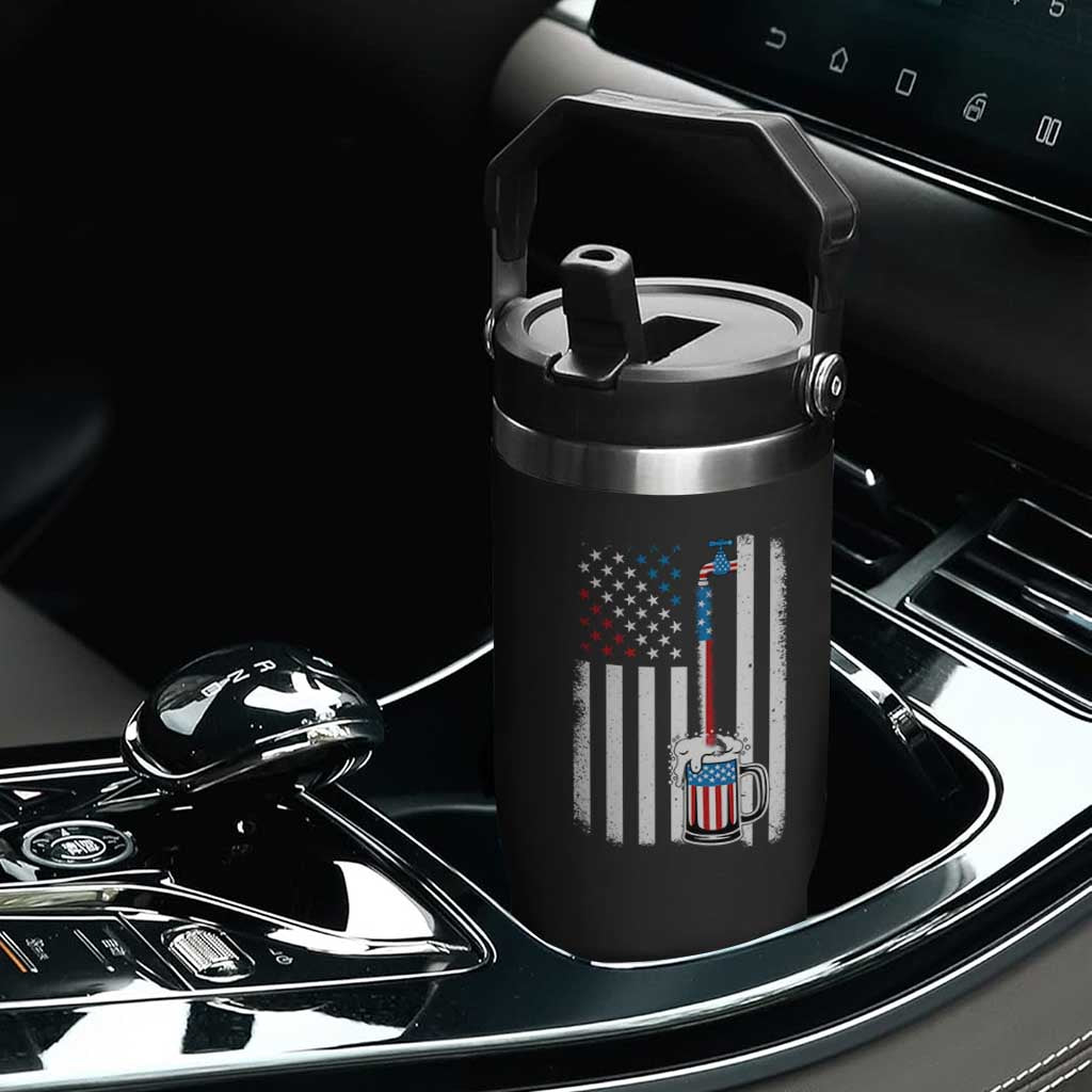 Funny Pouring Beer American Flag 4th Of July Craft Brewery Flip Straw Tumbler TS11 Print Your Wear