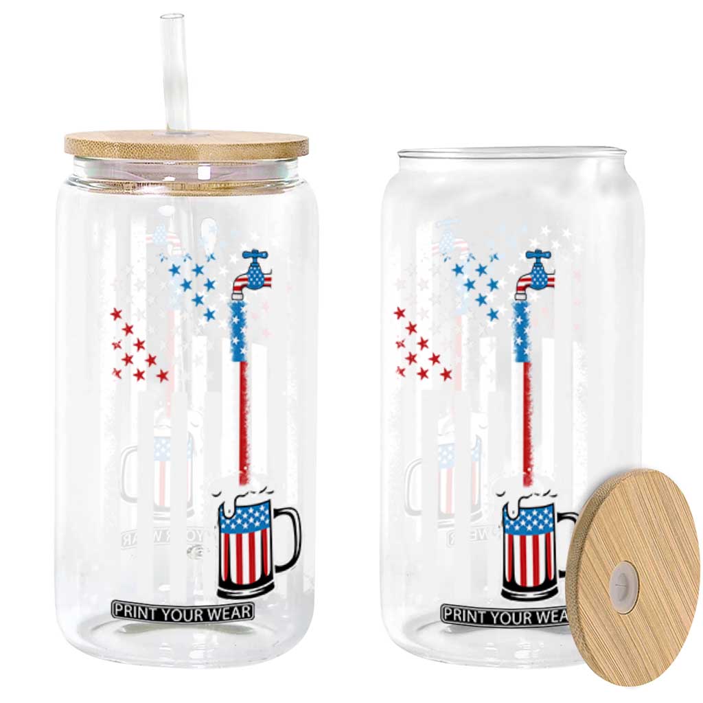 Funny Pouring Beer American Flag 4th Of July Craft Brewery Glass Can TS11 Black Print Your Wear