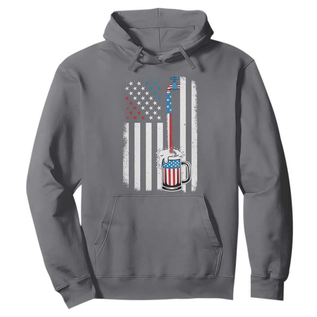 Funny Pouring Beer American Flag 4th Of July Craft Brewery Hoodie TS11 Charcoal Print Your Wear